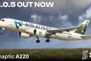 Synaptic A220 em imagem oficial do update v1.0.5 para Microsoft Flight Simulator