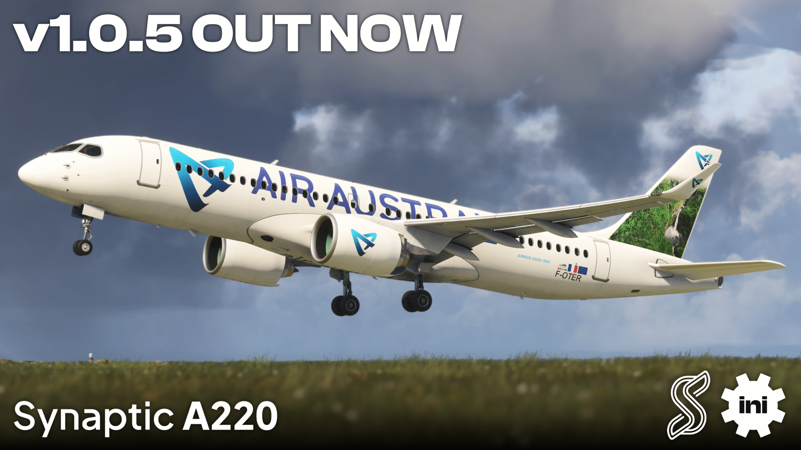Synaptic A220 em imagem oficial do update v1.0.5 para Microsoft Flight Simulator