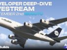 Imagem promocional do livestream de deep-dive do Airbus A380 da iniBuilds para o Microsoft Flight Simulator