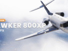 Arte promocional do FlightFX Hawker 800XP para o Microsoft Flight Simulator 2024.