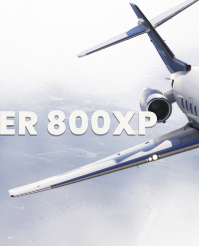 Arte promocional do FlightFX Hawker 800XP para o Microsoft Flight Simulator 2024.