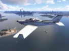 Aeronave Alpi Pioneer 400 sobrevoando a paisagem urbana