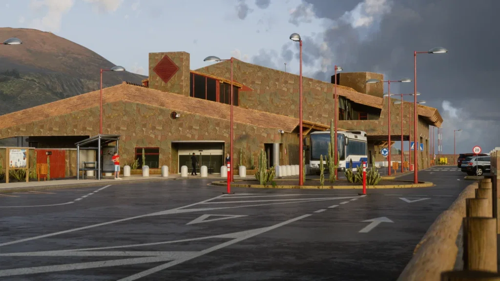 Terminal e paisagem do cenário iniBuilds El Hierro para Microsoft Flight Simulator 2024