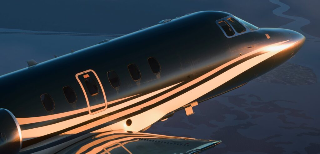 FlightFX Hawker 800XP em close externo