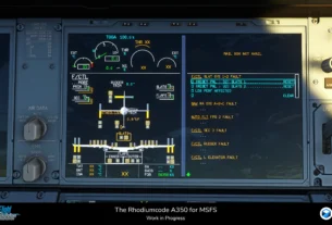 Cockpit do A350 da Rhodiumcode no MSFS 2024