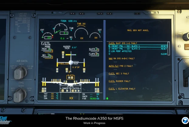 Cockpit do A350 da Rhodiumcode no MSFS 2024