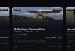 Catálogo da plataforma Hangar Addons com novos addons para simuladores de voo.