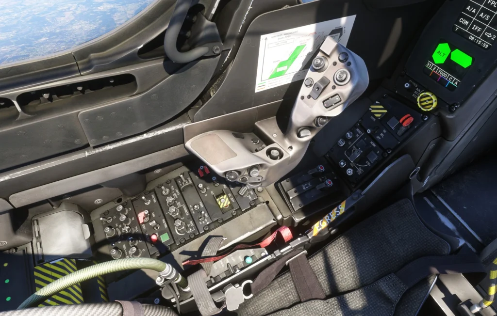 Cockpit do Rafale C da AzurPoly no Microsoft Flight Simulator 2024