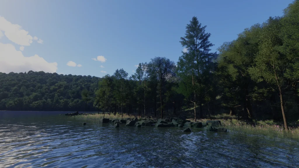 Área natural com vegetação aprimorada no Microsoft Flight Simulator 2024