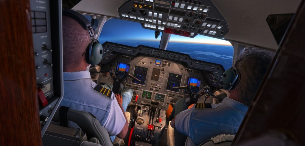 Cockpit do FlightFX Hawker 800XP com aviônicos