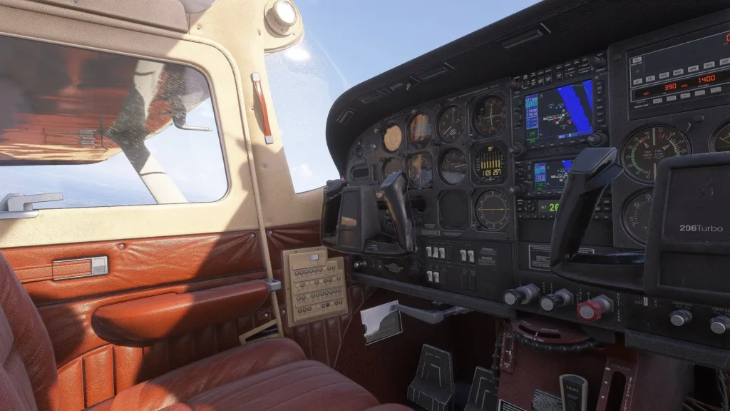 Cockpit do Turbo 206 Stationair no Microsoft Flight Simulator 2024