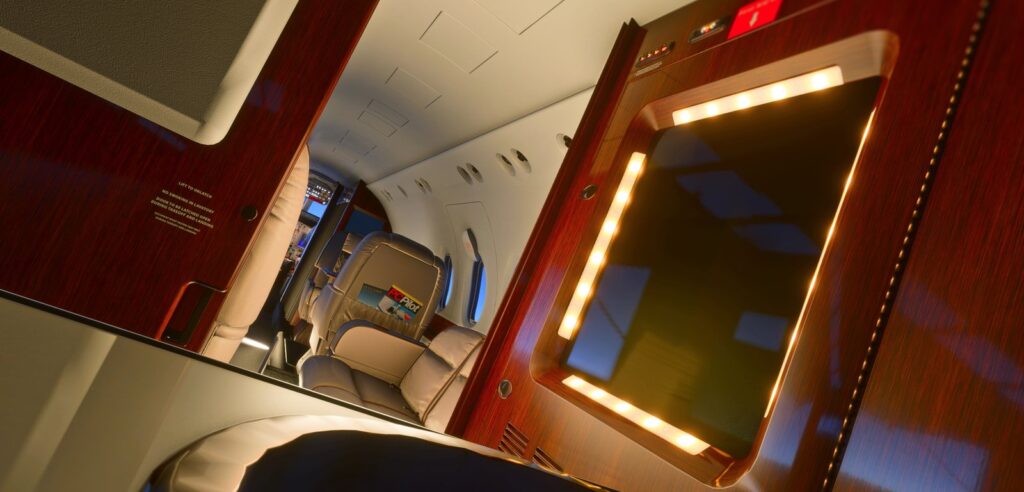 Interior da cabine do FlightFX Hawker 800XP