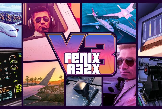 Imagem oficial do vídeo Fenix A320 Version 3, com aeronave e detalhes de cockpit e sistemas.