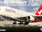 A380 da Qantas na arte oficial da iniBuilds para a atualização v1.0.4 do A380 Airliner no MSFS 2024
