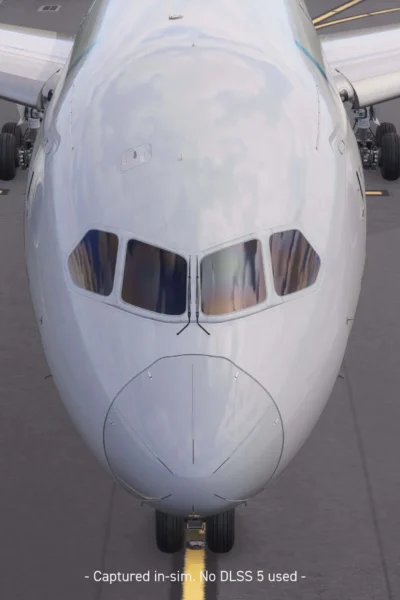 Vector787-9: vista frontal do avião no simulador — Development Update3