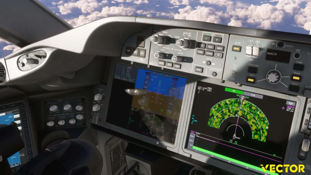 Vector787-9: displays do cockpit em voo — Development Update3